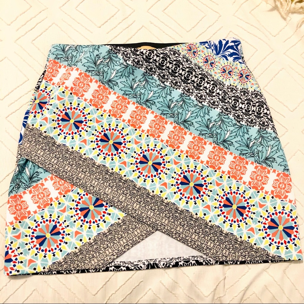 Takara multicolor asymmetrical mini skirt